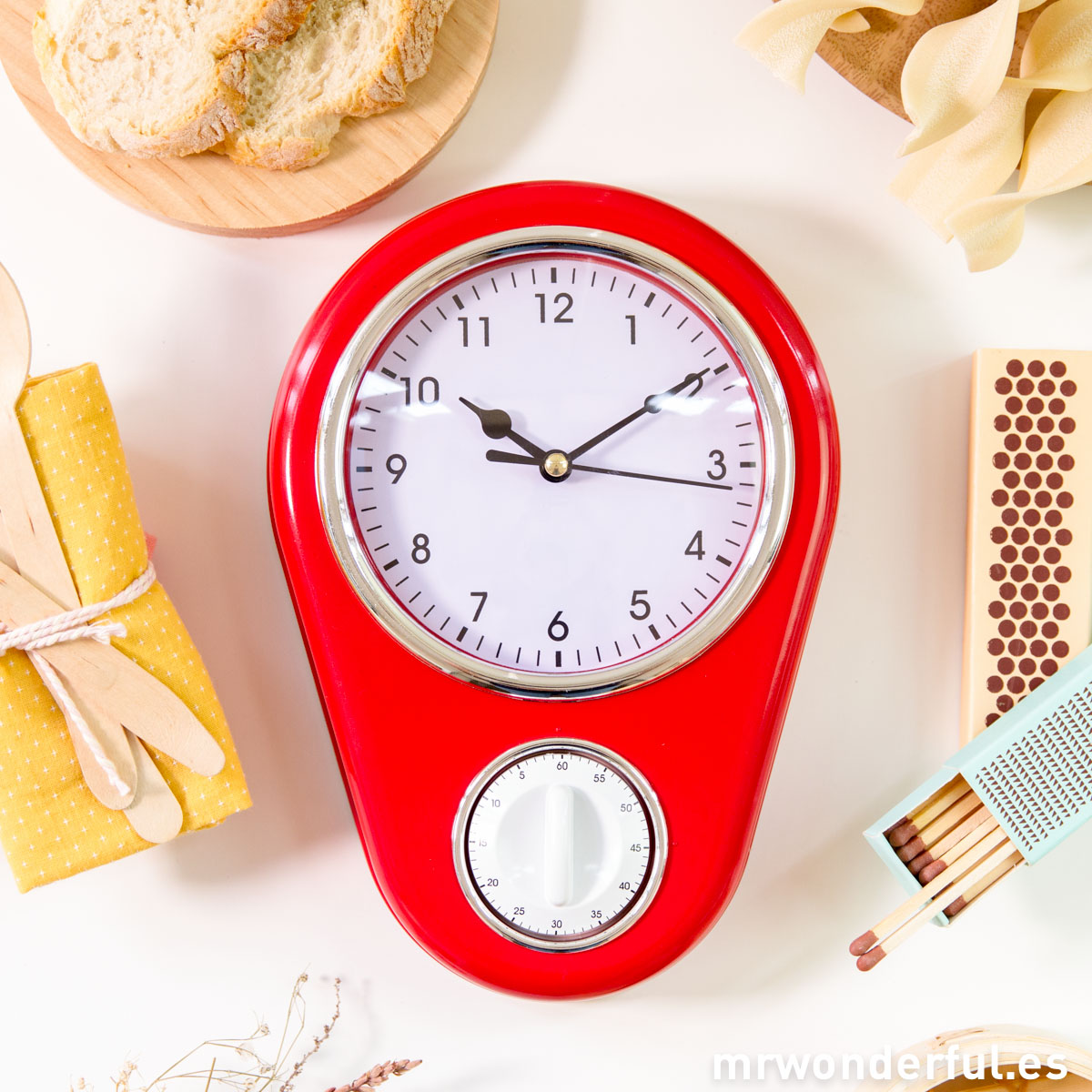 Mr.Wonderful reloj de cocina rojo con temporizador