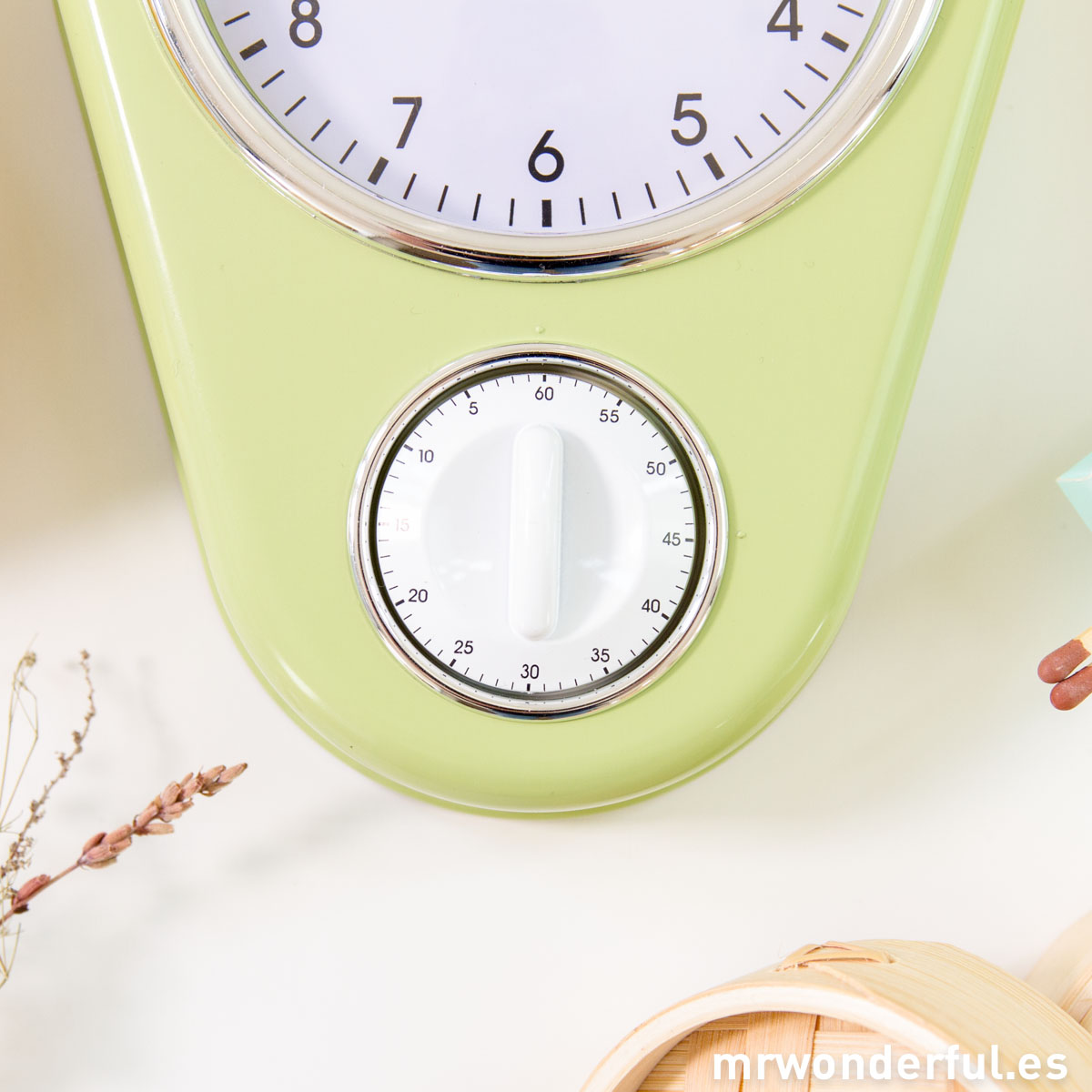 Mr.Wonderful reloj de cocina verde con temporizador
