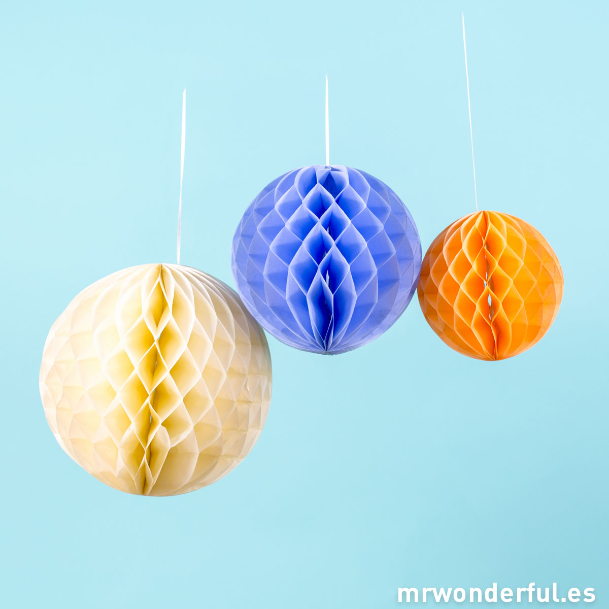 Mr.Wonderful set de 3 globos de papel de colores Oasis