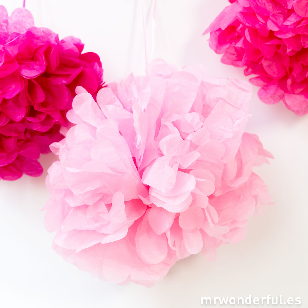 Mr.Wonderful set de 3 pompones de color rosa