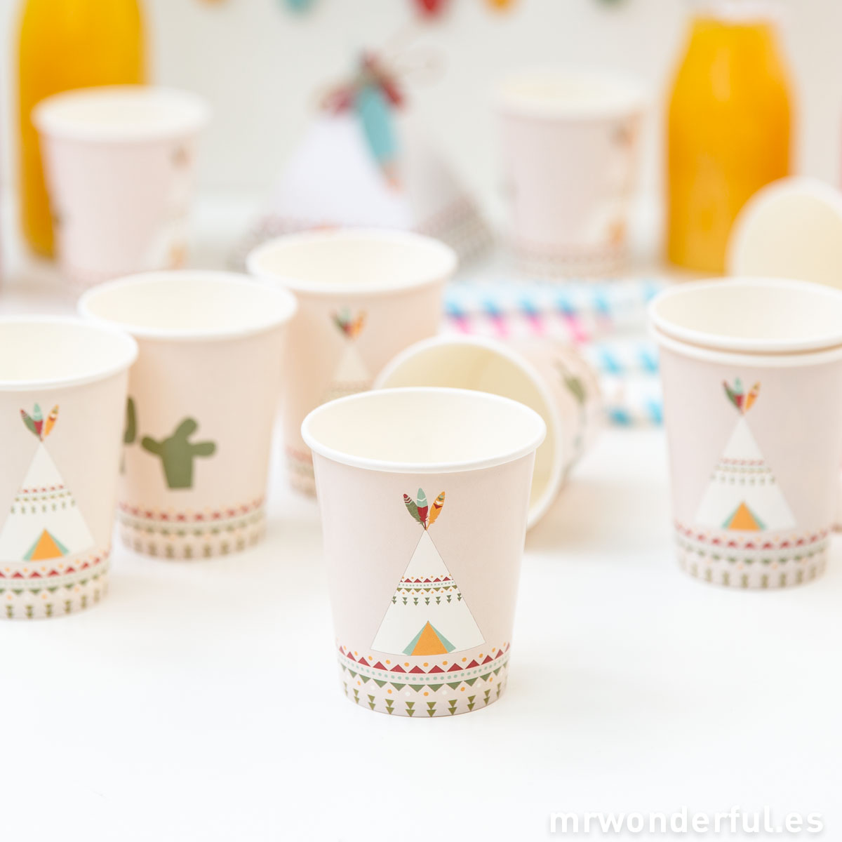 Mr.Wonderful set de vasos de papel con estampado fiesta india