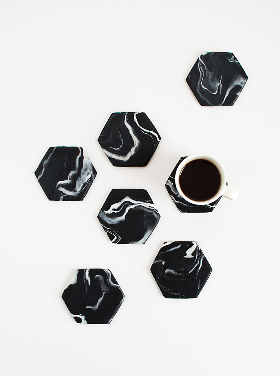 DIY-Black-Marble-Hexagon-Coasters
