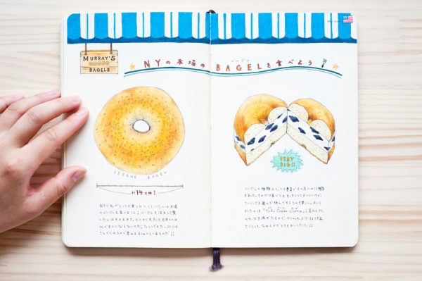 Ilustración de bagels de Yoshie Kondo