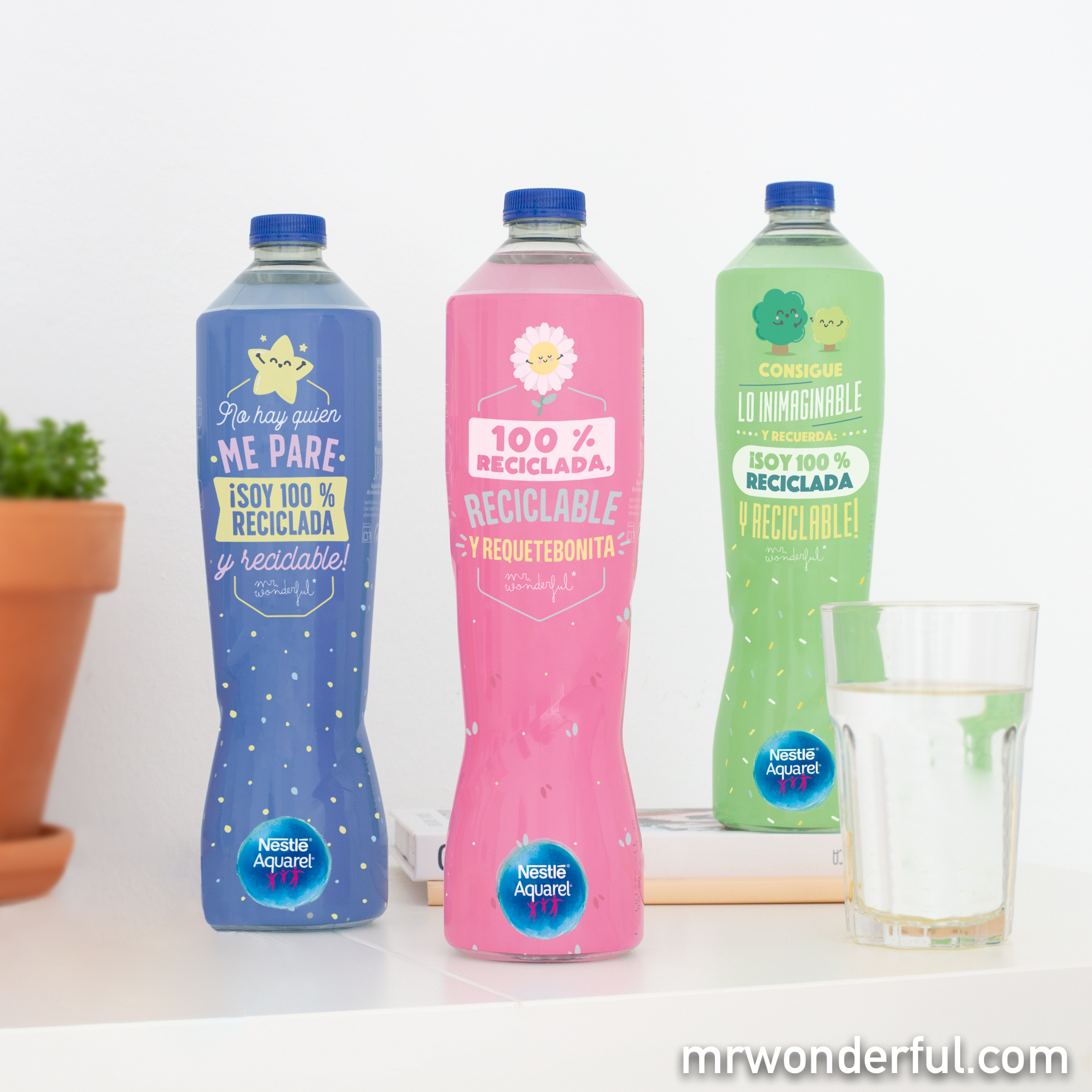 Nuevas botellas Nestlé Aquarel by Mr. Wonderful 100 % recicladas
