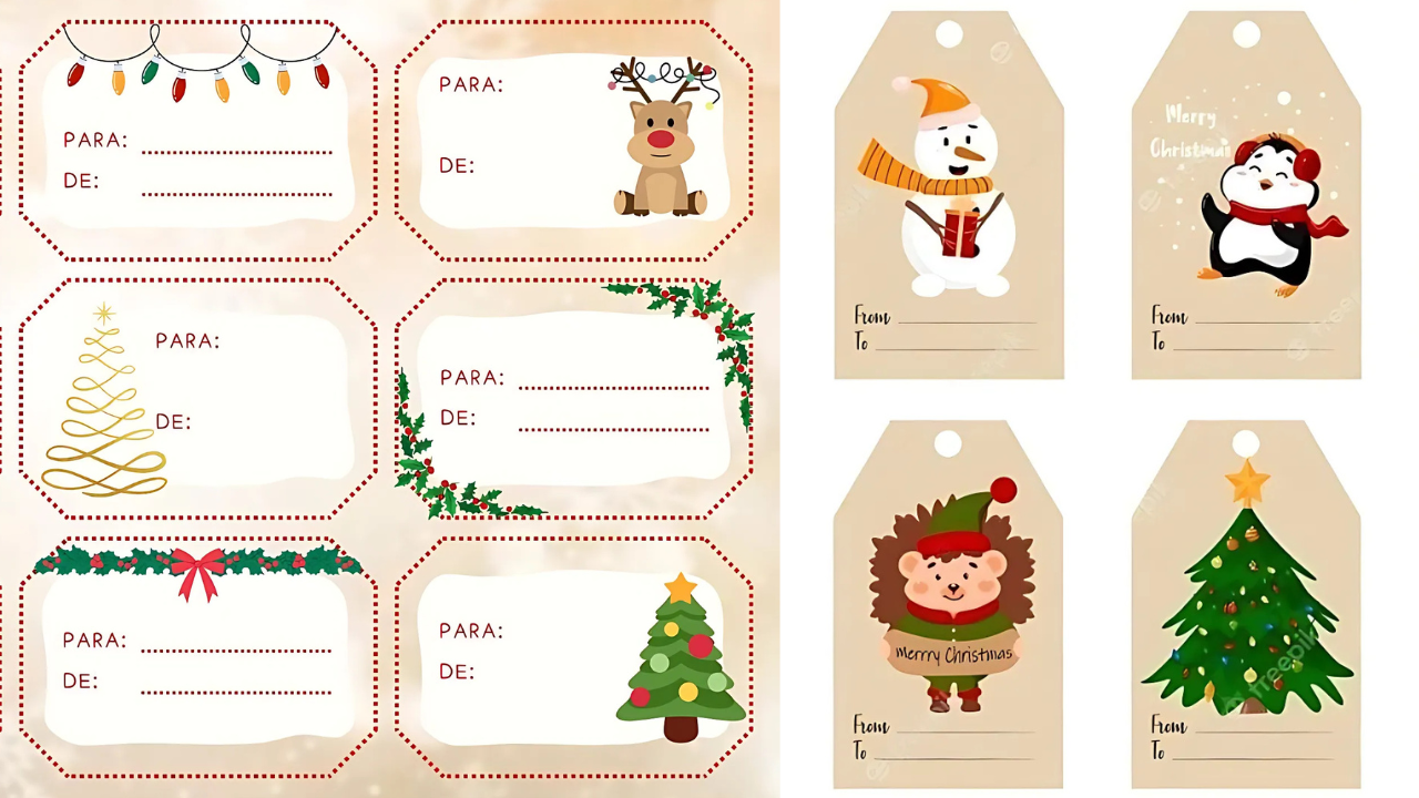 descargable navideno tarjetas para regalos