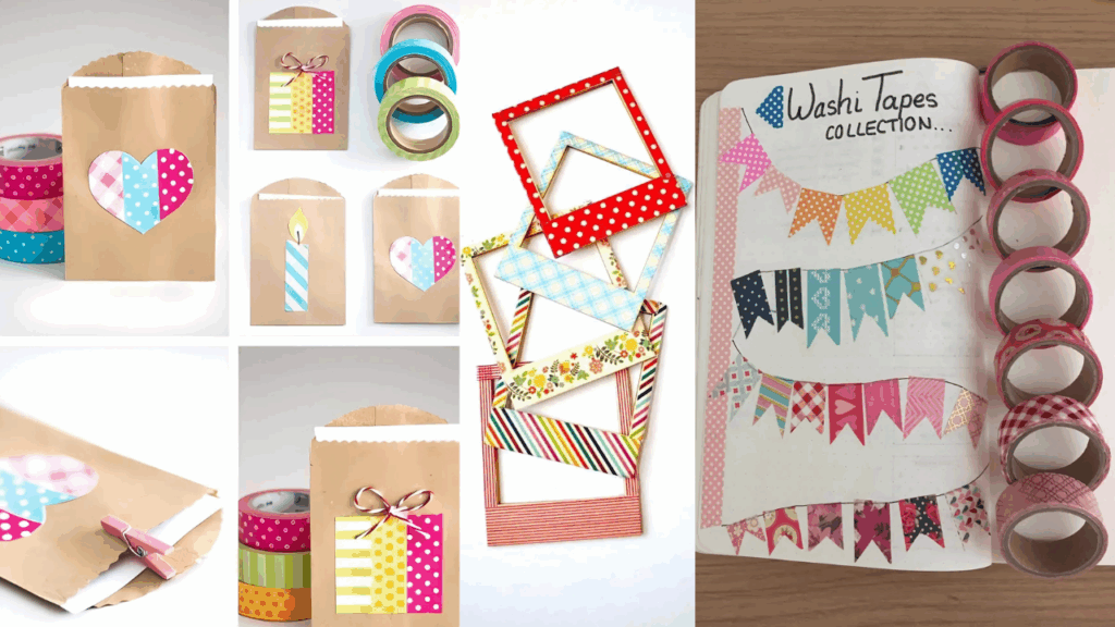 tutorial como hacer formas de muchos colores y medidas con washitape