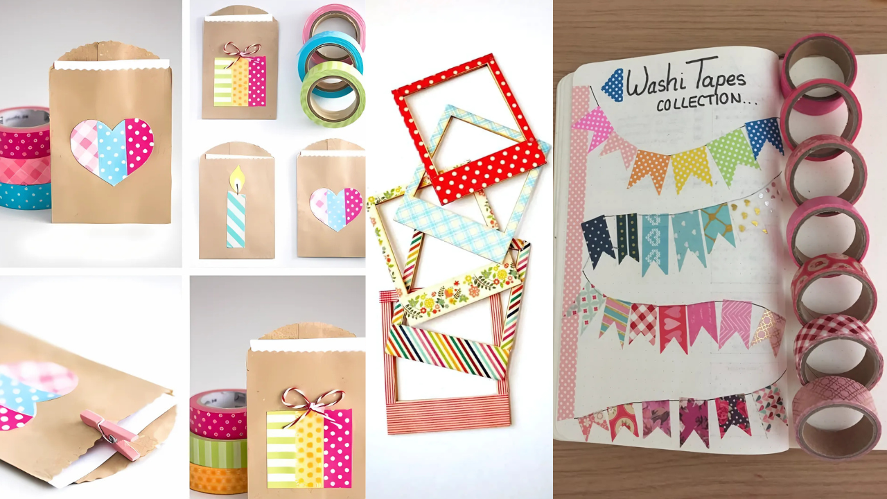 tutorial como hacer formas de muchos colores y medidas con washitape